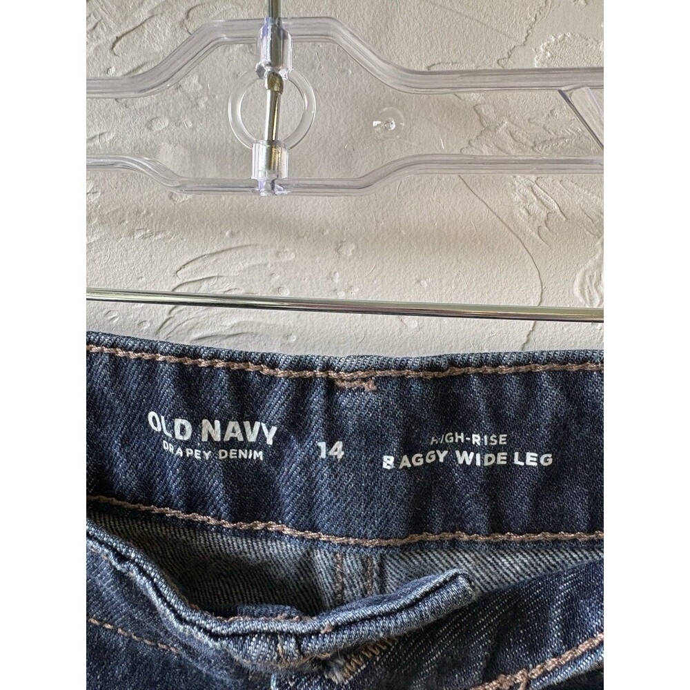 Old Navy Women’s Blue Denim Jeans High Rise Wide-Leg Solid Regular Sz 14 - Picture 2 of 3